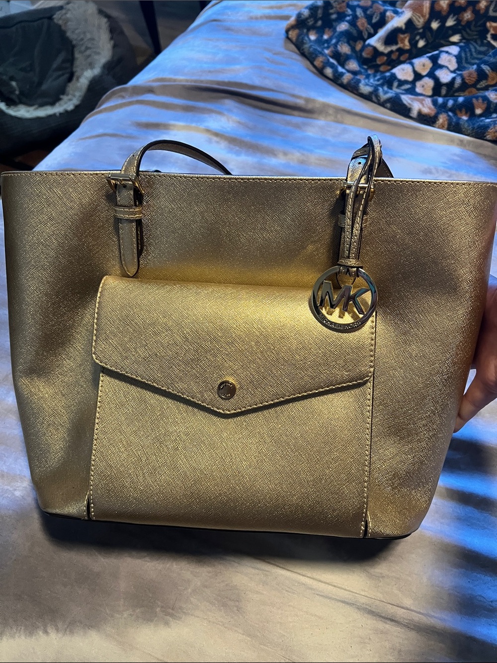 Michael Kors Metallic Gold Saffiano Tote